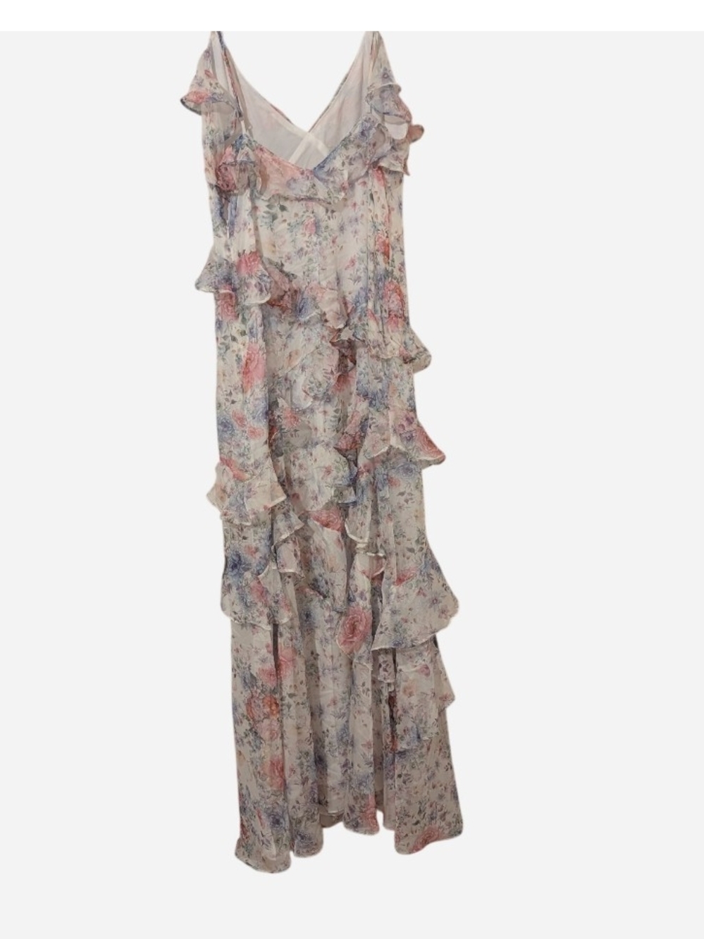 Storia Floral Ruffle Maxi Dress - Pink, Blue, White - Picture 2 of 8